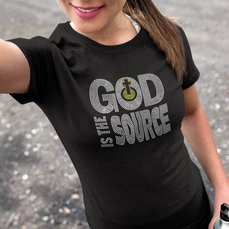 New 16 Styles 2Pcs/Lot God Is the Plug God Is Good but God Religious Faith Rhinestone Transfer Design Iron on for T-Shirt