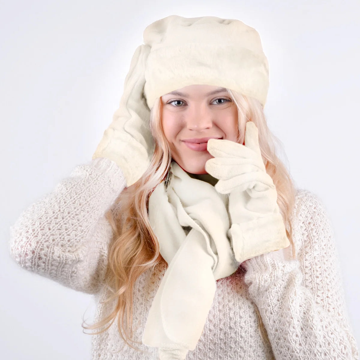 Women'S Warm Fleece Winter Set - Scarf, Hat, and Gloves Set